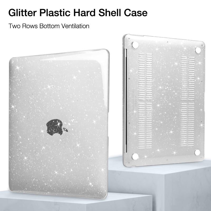 MOSISO Compatible with MacBook Air 13 inch Case 2022 2021 2020 2019 2018 Release A2337 M1 A2179 A1932, Sparkly Glitter Plastic Hard Case&Keyboard Cover&Screen Film&Webcam Cover&Type C,Transparent - Image 5