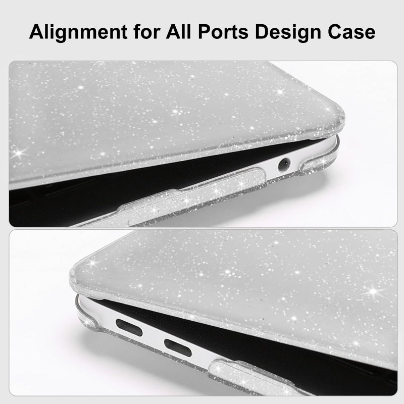 MOSISO Compatible with MacBook Air 13 inch Case 2022 2021 2020 2019 2018 Release A2337 M1 A2179 A1932, Sparkly Glitter Plastic Hard Case&Keyboard Cover&Screen Film&Webcam Cover&Type C,Transparent - Image 4