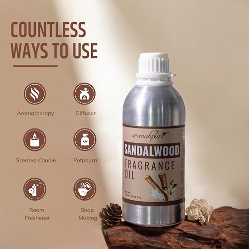 Aromahpure Sandalwood Aroma Oil | 500ml Undiluted & Natural | Long-Lasting Scent for Aromatherapy, Candle & Soap Making, Diffusers, Room Freshener, Humidifier, Bathroom Revitalizer & Home Essentials - Image 3