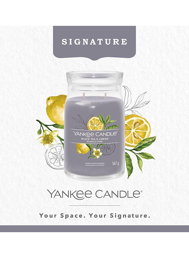 YANKEE CANDLE شمعة يانكي كاندل المعطرة | شمعة كبيرة بنكهة الشاي الأسود والليمون مع فتيلين مزدوجين | شمعة مصنوعة من مزيج شمع الصويا تحترق لفترة طويلة | هدايا مثالية للنساء - Image 4