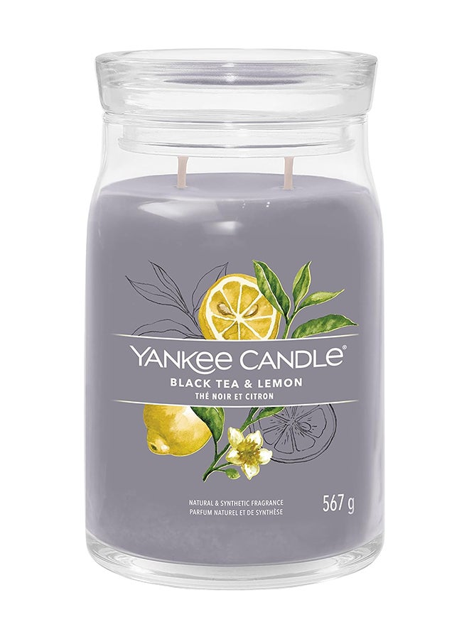YANKEE CANDLE شمعة يانكي كاندل المعطرة | شمعة كبيرة بنكهة الشاي الأسود والليمون مع فتيلين مزدوجين | شمعة مصنوعة من مزيج شمع الصويا تحترق لفترة طويلة | هدايا مثالية للنساء - Image 1