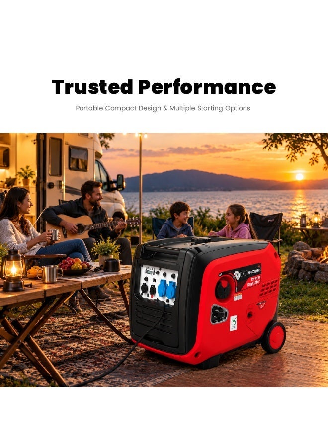 AFRA Silent Inverter Generator 4500W, 4KW Rated Power Petrol Generator, Remote Electric Start, Portable Backup Generator, Low Noise 68dB, 223cc Engine, 12L Fuel Tank, 1 Year Warranty, AFT-4500SIPG-B - Image 5