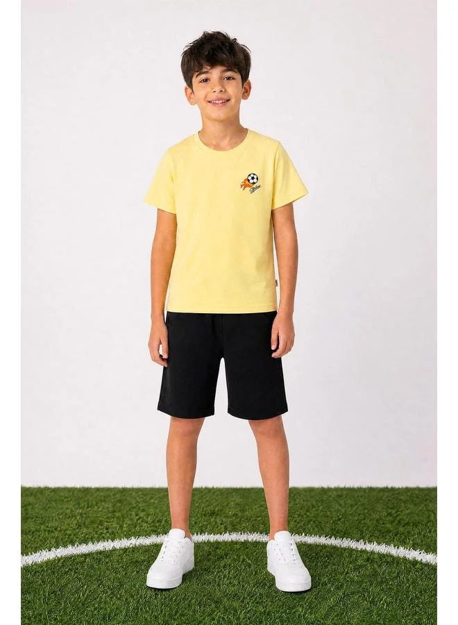 Perendi Boy's Striker Embroidered Shorts Set