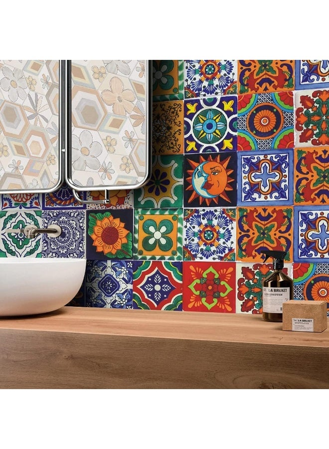 يوڠام 24 قطعة من ملصقات البلاط بقياس 4×4 بوصة مقاومة للماء – تصميم الفسيفساء العتيق، لاصقة ذاتيًا لتزيين الجدران في المطبخ والحمام - Image 5