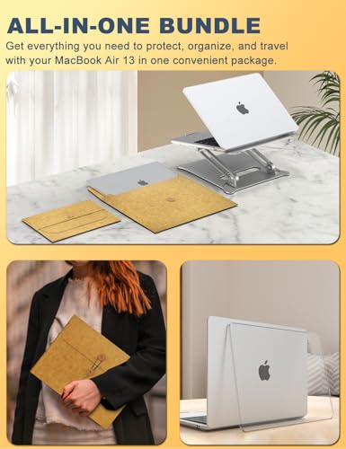 PHOCAR Crystal Clear MacBook Air 13 M1 Case Compatible with MacBook Air 13.3 Inch (A2337, A2179, A1932), Included with Kraft Paper MacBook Air 13 Sleeve, Accessory Pouch, Mouse Pad, Complete Set - Image 3