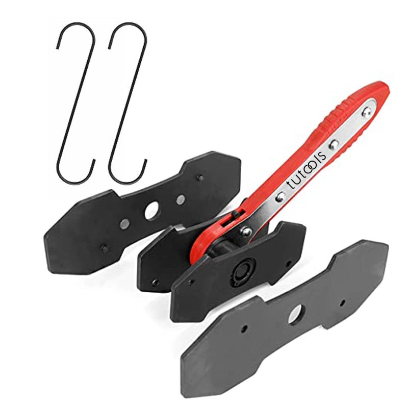 TUTOOLS Brake Caliper Press Caliper Piston Spreader Brake ToolsBrake Caliper Piston Brake Caliper Press Ratchet with 2 Extra pcs Steel Plates Red