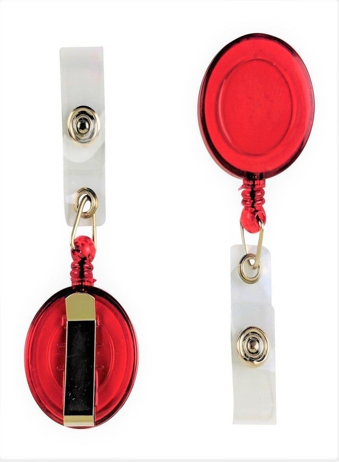 HCS Round Retractable Yo-Yo Key Ring & ID Card Holder Reel (RED, Pack of 5) - Durable Retracting Badge Holder with Clip | Secure & Convenient for Office, School, Students & Daily Use - Image 3