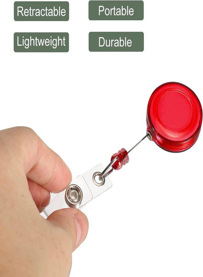HCS Round Retractable Yo-Yo Key Ring & ID Card Holder Reel (RED, Pack of 5) - Durable Retracting Badge Holder with Clip | Secure & Convenient for Office, School, Students & Daily Use - Image 4