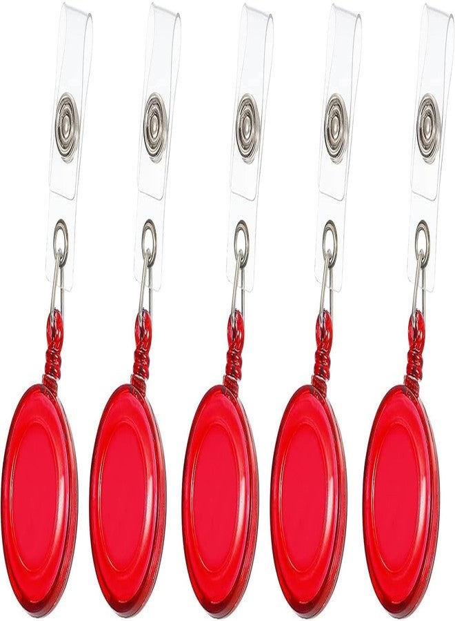 HCS Round Retractable Yo-Yo Key Ring & ID Card Holder Reel (RED, Pack of 5) - Durable Retracting Badge Holder with Clip | Secure & Convenient for Office, School, Students & Daily Use - Image 1