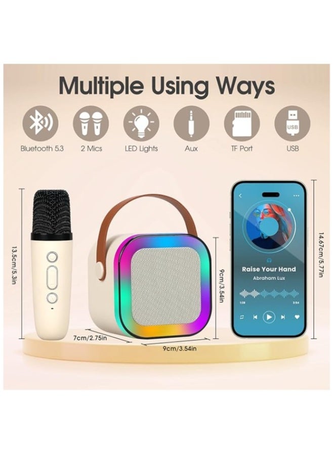 linkship Karaoke Machine for Kids and Adults – Mini Portable Bluetooth Karaoke Speaker with 2 Wireless Microphones, Dynamic LED Lights, Long Playback Time, Perfect for Birthday Gifts, Home KTV, Outdoor, Travel (Pink) - Image 4