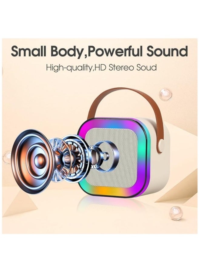 linkship Karaoke Machine for Kids and Adults – Mini Portable Bluetooth Karaoke Speaker with 2 Wireless Microphones, Dynamic LED Lights, Long Playback Time, Perfect for Birthday Gifts, Home KTV, Outdoor, Travel (Pink) - Image 5