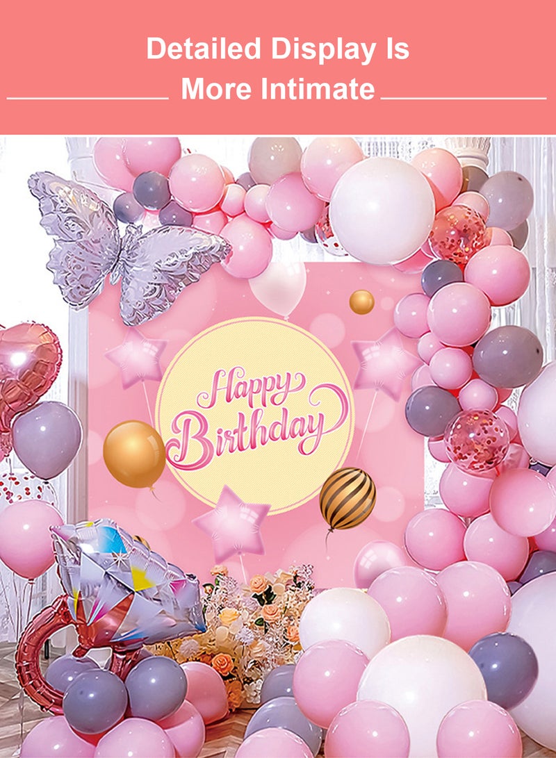 Sharpdo 47-Pcs Birthday Balloon Set, Pink Party for Indoor and Outdoor Decorating Birthday Parties, with Heart Balloon, Butterfly Balloon - Image 3