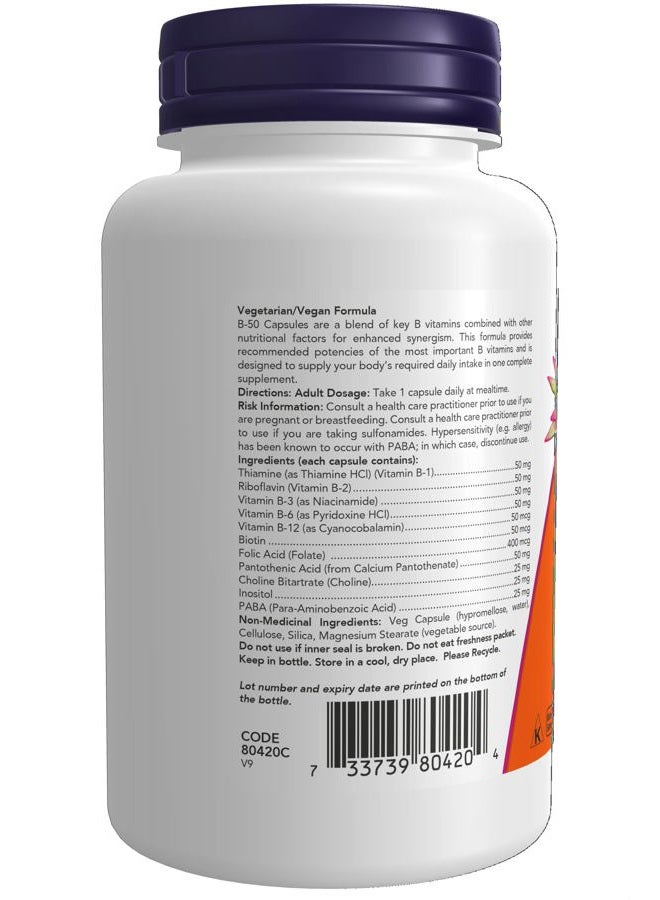 now Vitamin B-50mgVeg Capsules - 100 Capsule - Image 3