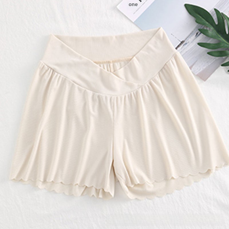 Summer Maternity Shorts Ice Silk Apricot  - Image 1