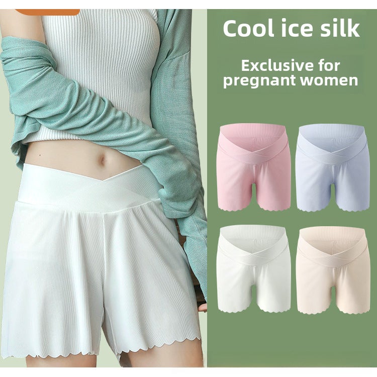 Summer Maternity Shorts Ice Silk Apricot  - Image 5