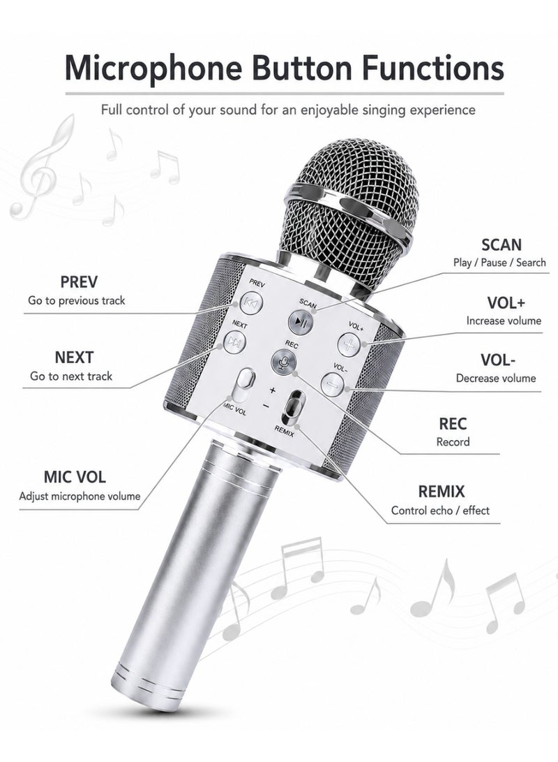 Wireless Bluetooth Karaoke Microphone for Kids with Built-in Speaker, Portable Singing Machine Compatible with Smartphones, Gift for Boys and Girls Ages 3–12, Ideal for Home Parties and Birthdays - Image 2