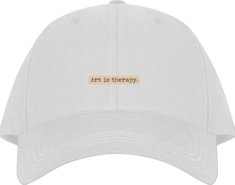 Art is therapy Plain unisex baseball cap White
