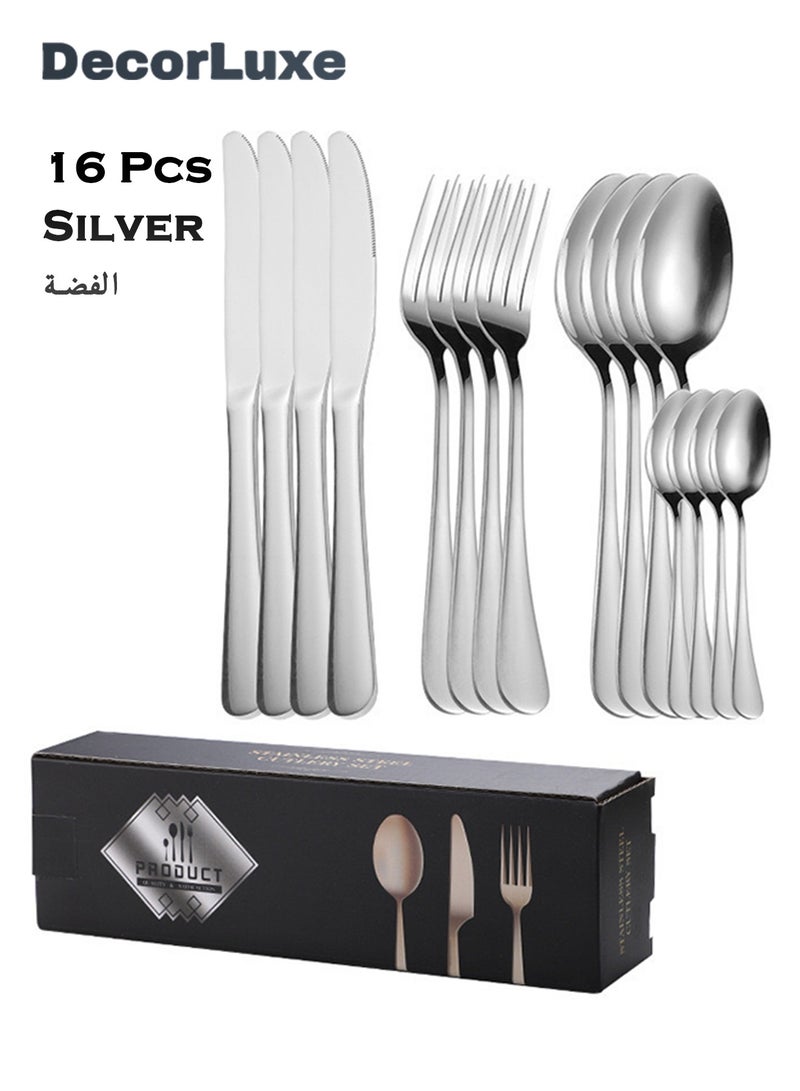 DecorLuxe 16-Piece Cutlery Set. Stainless Steel Flatware Cutlery Set. Gold & Silver are Available. - Image 2