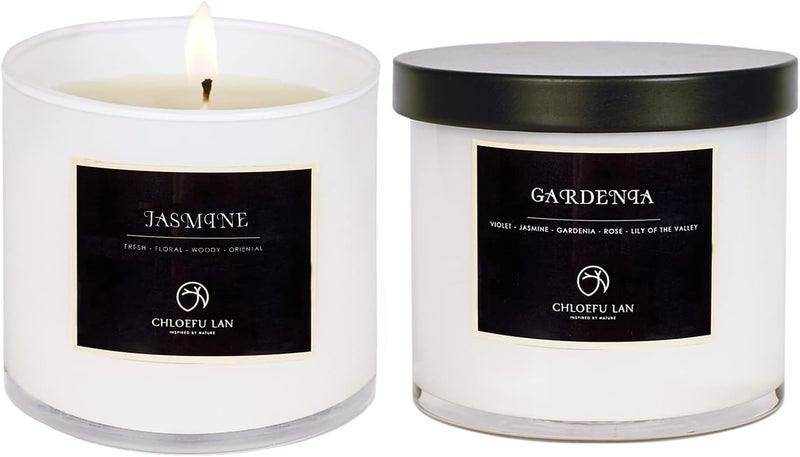 Chloefu LAN Valentines Scented Candles Gifts for Women Gardenia and Jasmine Candles 7.1oz|45 Hour Long Lasting Highly Scented 100% Soy Candle, Home Decor, Aromatherapy Candle with Gift Box 2 Pack - Image 1