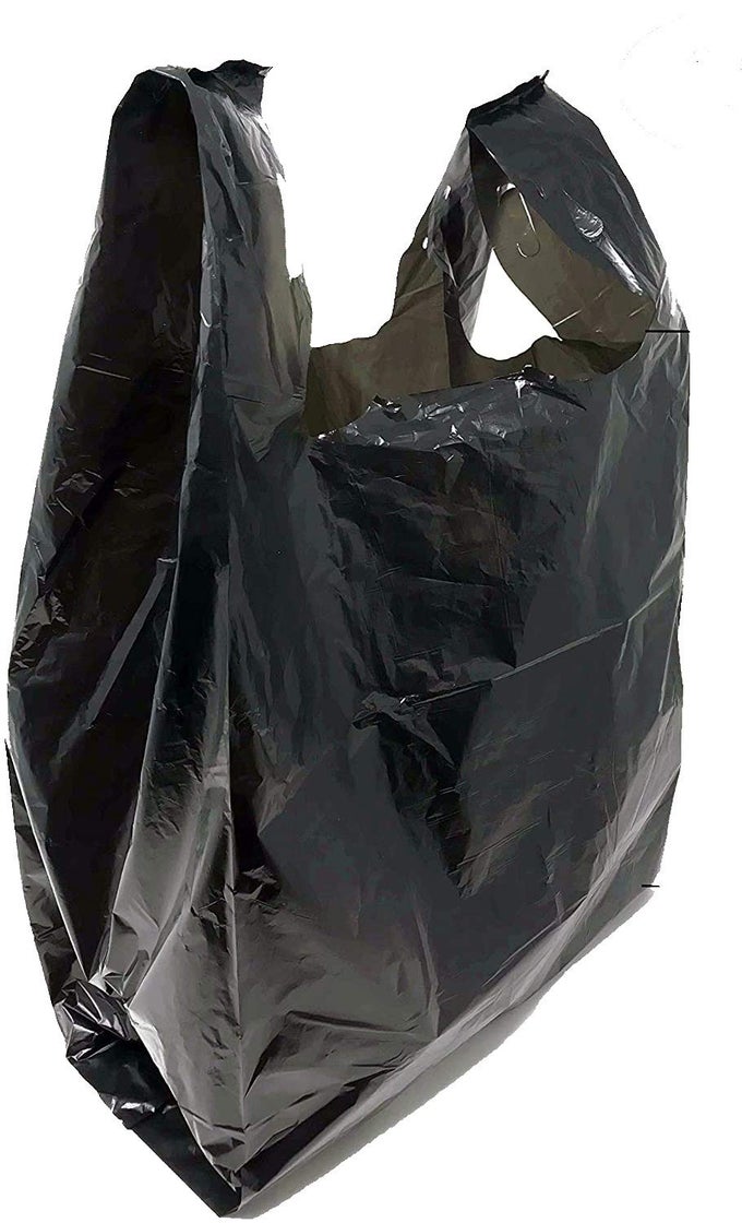 GROCERY SHOPPING PLASTIC TSHIRT BAGS PLAIN 12 X 7 X 21 BLACK 300