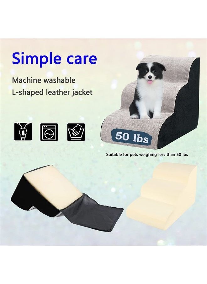 Generic - Pet Ramp for Bed,3 Step Foam Dog Ramp,Dog Stairs for Small Dogs,Durable Easy Dogs Couch Ramp,Dog Steps Bed for Cats, Older Dogs,Small Pets - Image 1