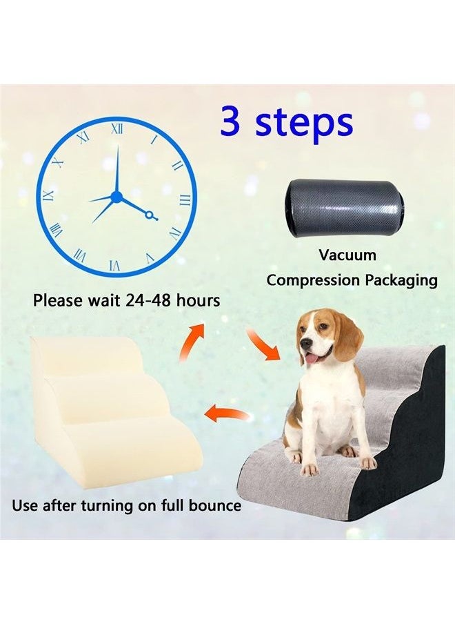 Generic - Pet Ramp for Bed,3 Step Foam Dog Ramp,Dog Stairs for Small Dogs,Durable Easy Dogs Couch Ramp,Dog Steps Bed for Cats, Older Dogs,Small Pets - Image 1