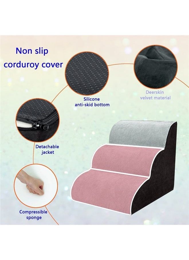 Generic - Pet Ramp for Bed,3 Step Foam Dog Ramp,Dog Stairs for Small Dogs,Durable Easy Dogs Couch Ramp,Dog Steps Bed for Cats, Older Dogs,Small Pets - Image 1