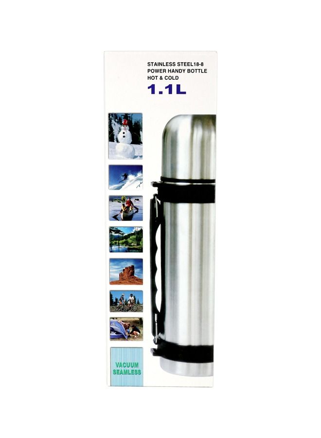 Rahalife Stainless Steel Thermo Vacuum Insulated Flask Water Bottle |Outdoor Sports Portable Car Travel Pot Vaccum Jug Large Capacity 1.1L-Black/Silver  - Image 2