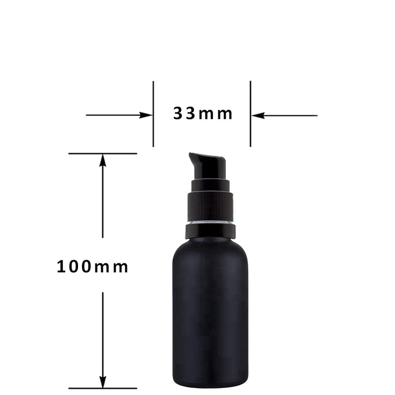 Devinez Multipurpose Black Color Matt Finish Round Glass Bottle 30 ml with Black Lotion Pump Cap Pack of 2 for Beauty Essential Oils Blends Skin Care Travel Toners Cosmetic DIY - Image 2