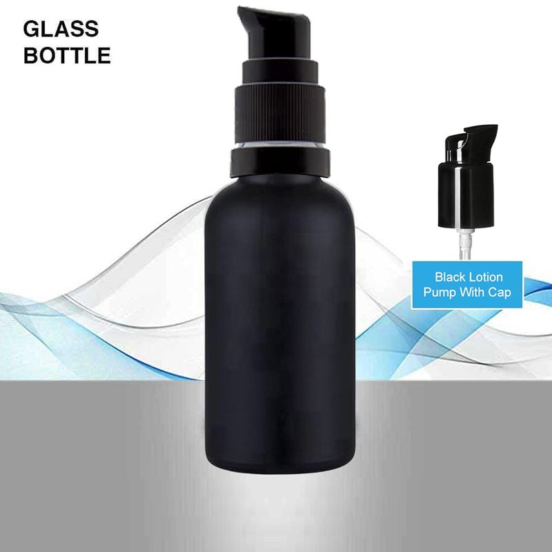 Devinez Multipurpose Black Color Matt Finish Round Glass Bottle 30 ml with Black Lotion Pump Cap Pack of 2 for Beauty Essential Oils Blends Skin Care Travel Toners Cosmetic DIY - Image 3