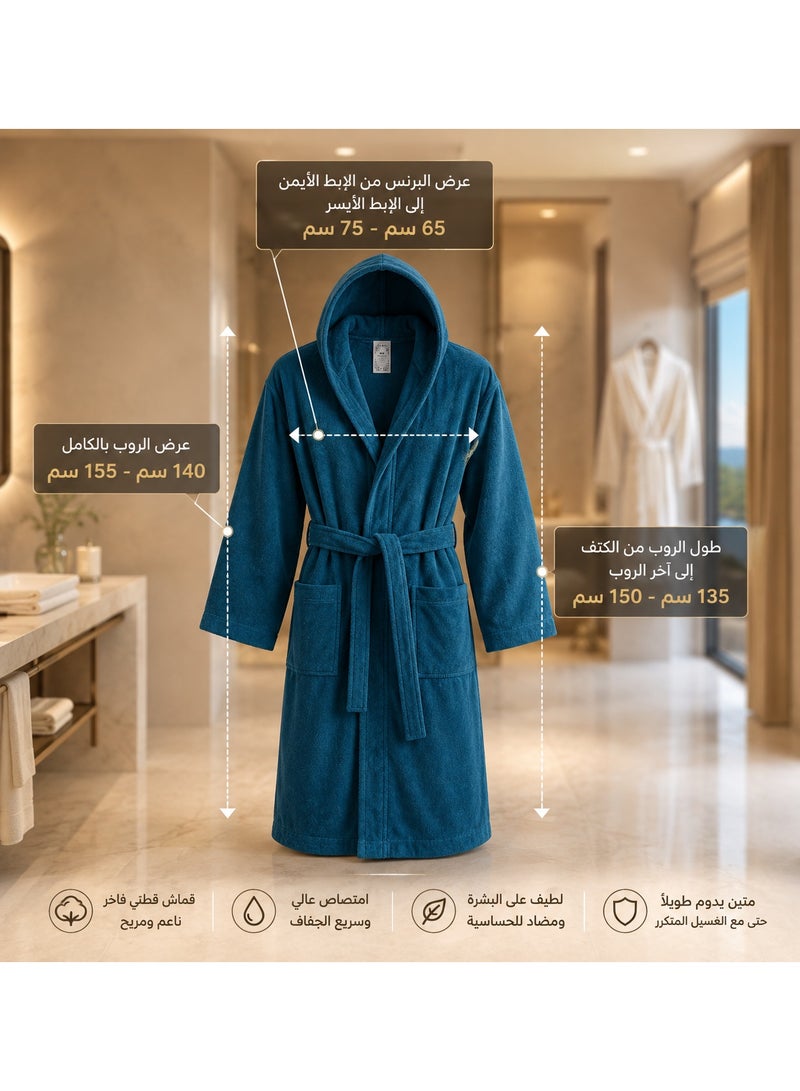 TM HOME Luxury Cotton Bathrobe Hoddies& Get One Free Towel (50×100 cm) – 100% Natural Cotton, Ultra-Soft, Absorbent & Hotel-Grade Luxury - Image 2