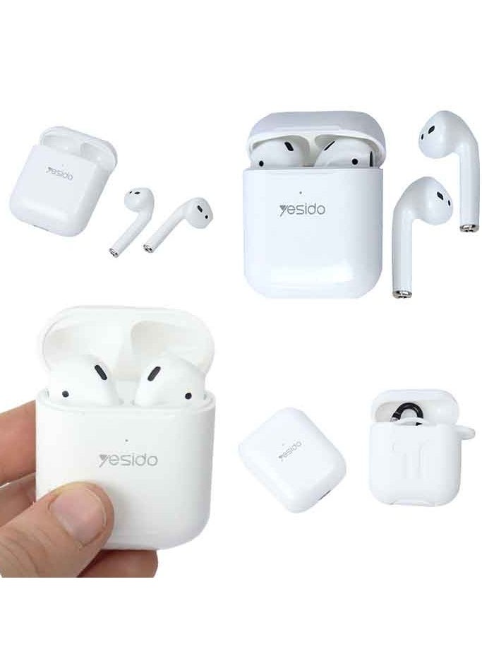 BT10 TWS Wireless Earphone / Noise Canceling / Stereo Sound / Wireless Charging / 180 Minute Talking and Music Time / 200 Hours Standby / LED indicator to display charging status / 15 Meter Transmission Range - White