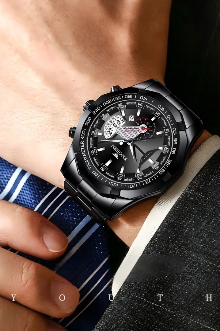 فنجين ساعة للرجال، ساعات كوارتز التجارية ساعات المعصم للرجال ساعات مضادة للماء للرجال ساعات رقمية بسيطة أنيقة - Image 3