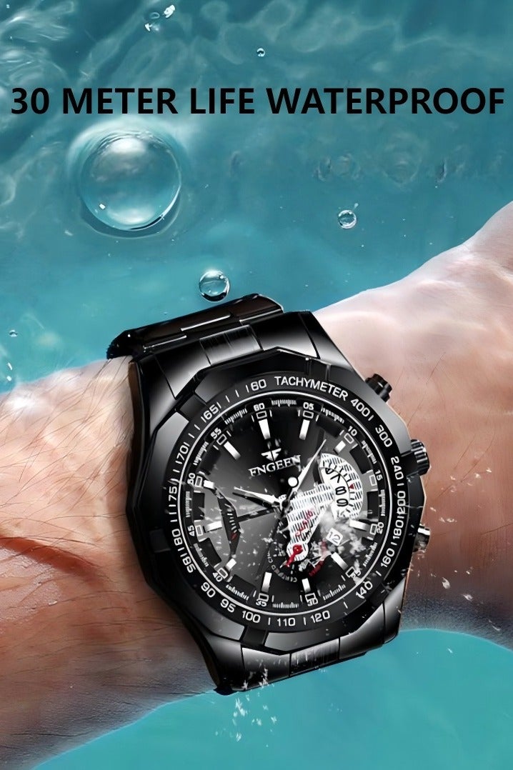 فنجين ساعة للرجال، ساعات كوارتز التجارية ساعات المعصم للرجال ساعات مضادة للماء للرجال ساعات رقمية بسيطة أنيقة - Image 4