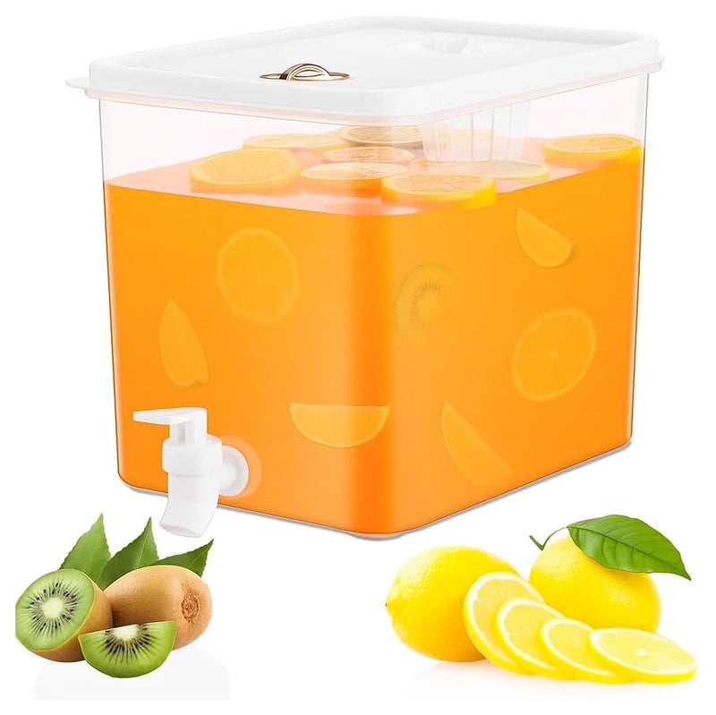 Sivlnian Beverage Drink Dispenser for Fridge, Plastic Beverage Dispenser with Spigotï¼ŒJuice Container Sealed with Filter Screenï¼ŒCold Hot Drink Jug for Christmas Party Supplies (1PCS 2 Gallon) - Image 1