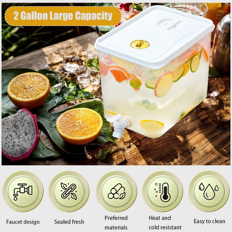 Sivlnian Beverage Drink Dispenser for Fridge, Plastic Beverage Dispenser with Spigotï¼ŒJuice Container Sealed with Filter Screenï¼ŒCold Hot Drink Jug for Christmas Party Supplies (1PCS 2 Gallon) - Image 2