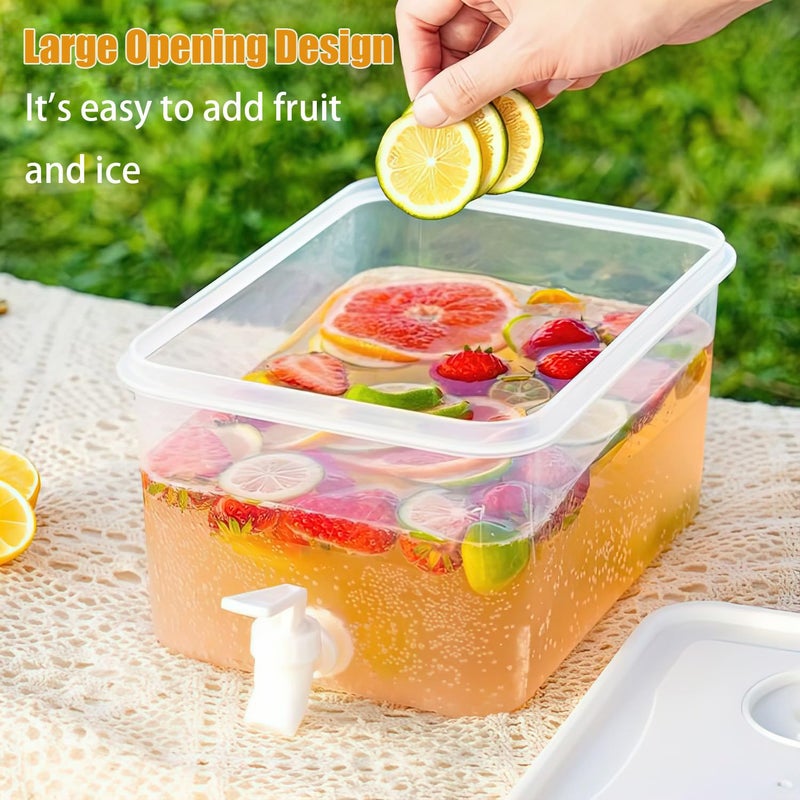 Sivlnian Beverage Drink Dispenser for Fridge, Plastic Beverage Dispenser with Spigotï¼ŒJuice Container Sealed with Filter Screenï¼ŒCold Hot Drink Jug for Christmas Party Supplies (1PCS 2 Gallon) - Image 3