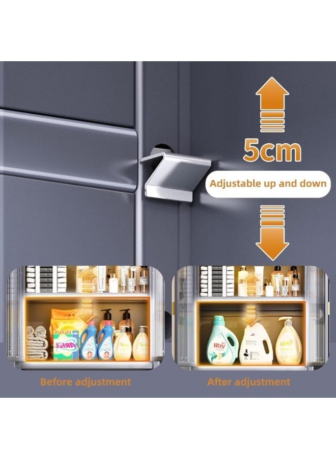 WALALLA 3 Shelves Drum Washing Machine Rack, Bathroom Corner Stand Storage Organizer Accessories, Free Standing Over Washing Machine Rack, Laundry Shelf, Toilet Storage Cabinet  for Space Saver wih Door - Image 2