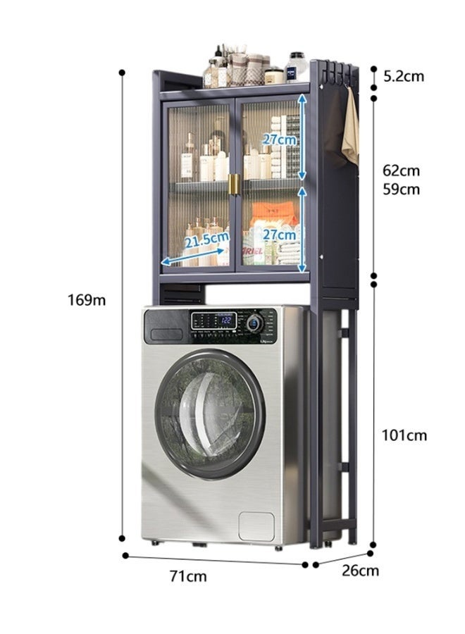 WALALLA 3 Shelves Drum Washing Machine Rack, Bathroom Corner Stand Storage Organizer Accessories, Free Standing Over Washing Machine Rack, Laundry Shelf, Toilet Storage Cabinet  for Space Saver wih Door - Image 5