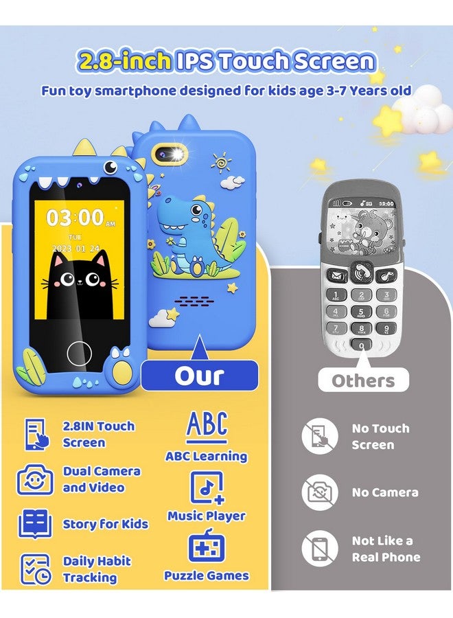 Kikapabi Kids Toy Smartphone, Gifts And Toys For Girls Boys Ages 3-8 Years Old, Fake Play Dinosaur Toy Phone Music Dual Camera Games, Birthday - Image 5