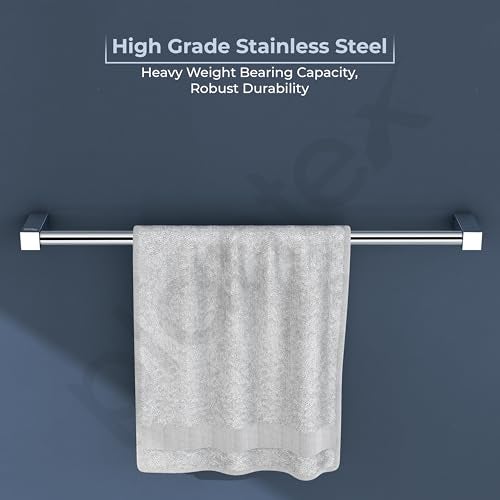 Plantex Stainless Steel Towel Hanger for Bathroom/Single Towel Rod/Towel Bar/Bathroom Accessories (24 Inch-Chrome - 1003) - Image 2
