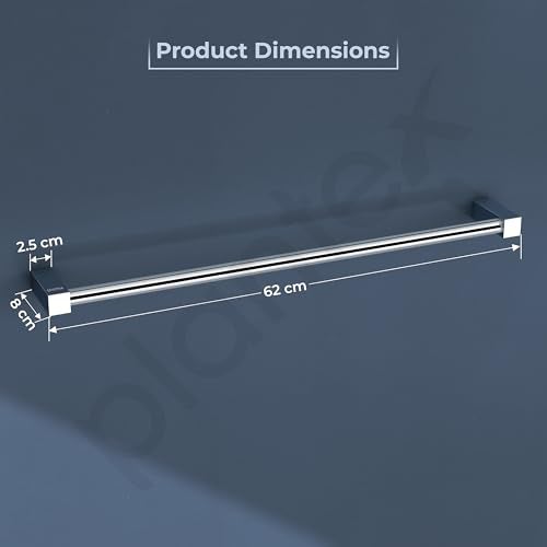 Plantex Stainless Steel Towel Hanger for Bathroom/Single Towel Rod/Towel Bar/Bathroom Accessories (24 Inch-Chrome - 1003) - Image 4