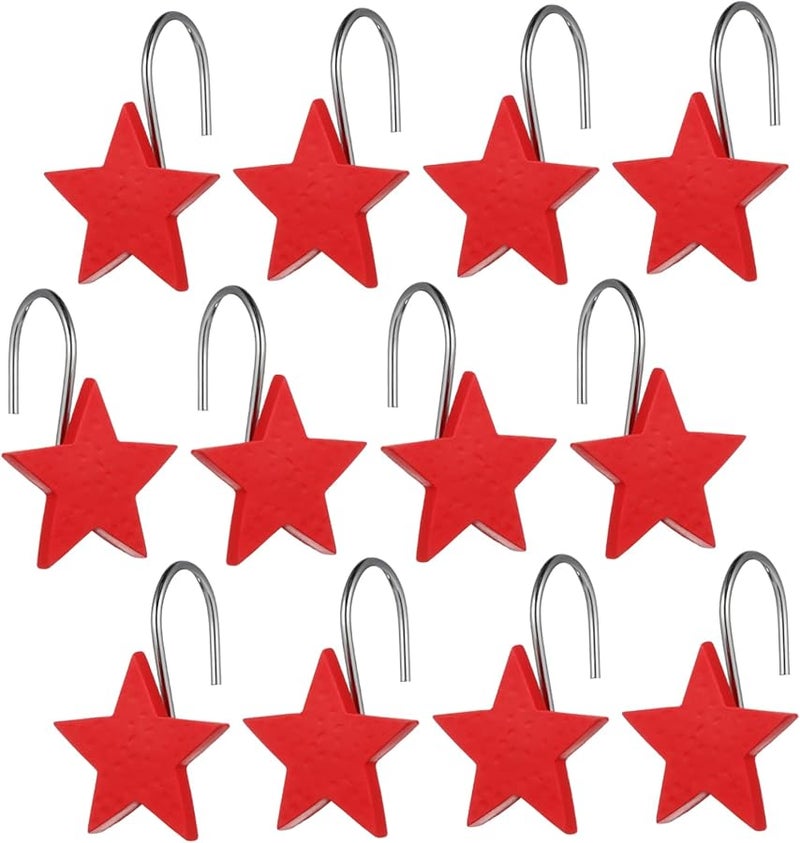 Unomor 12 Pack Resin Metal Shower Curtain Hooks Decorative Bathroom Accessories - Image 1