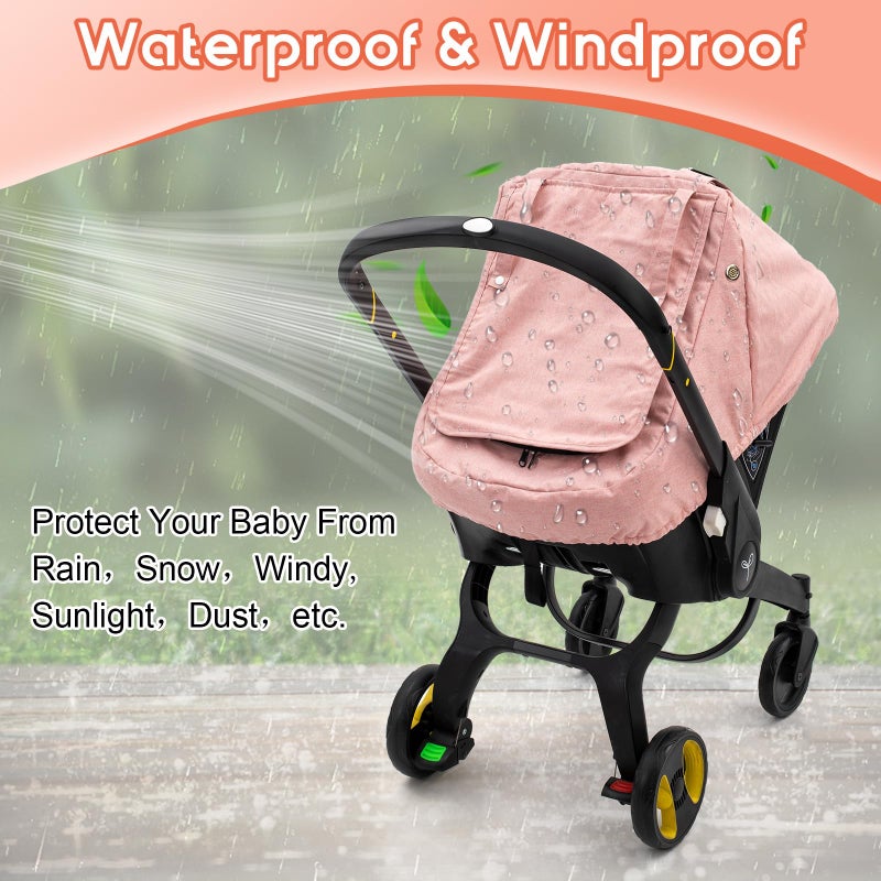 Kaseeous Waterproof Car Seat Cover Baby, 3D Mink Dot Infant Car Seat Cover with 2 Breathable Vents, Universal Carseat Canopy for Girls Boys, Baby Carrier Cover for All Seasons, Protect from Sunlight Rain - Image 5