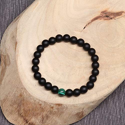 MengPa Mens Beaded Bracelets Couples Matching Bracelet Set Matte Beads for Women Stone Jewelry (Malachite) US3691 - Image 4