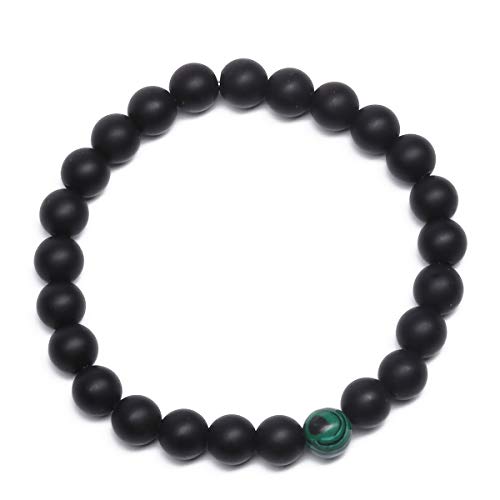 MengPa Mens Beaded Bracelets Couples Matching Bracelet Set Matte Beads for Women Stone Jewelry (Malachite) US3691 - Image 3