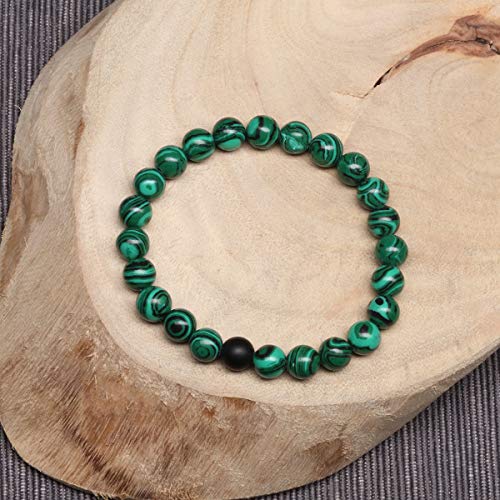 MengPa Mens Beaded Bracelets Couples Matching Bracelet Set Matte Beads for Women Stone Jewelry (Malachite) US3691 - Image 5