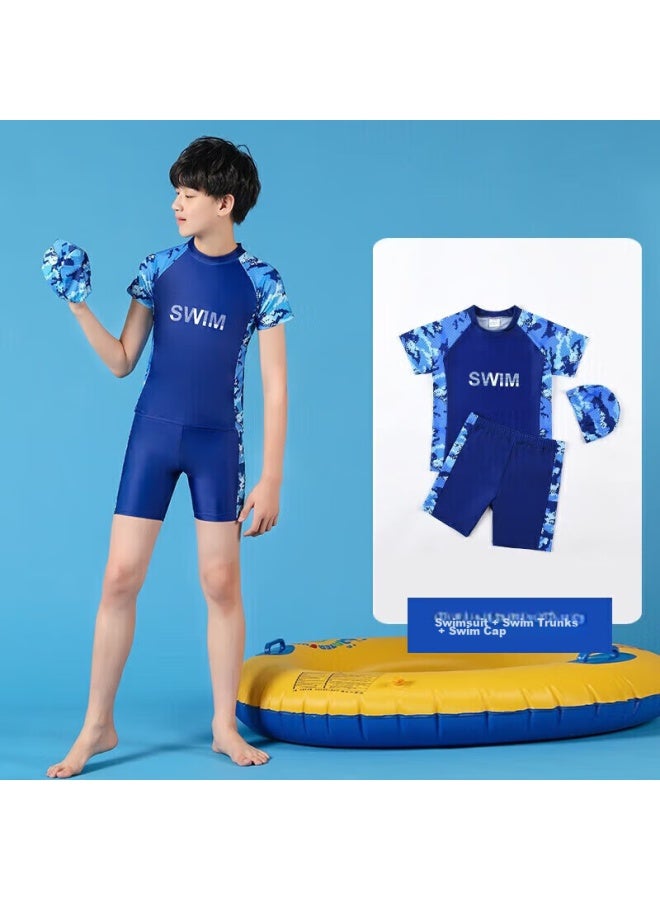 Skin-friendly Yifu Boys' Swimwear, For Older Children, Conservative Two-piece Swimsuit For Young Boys, Suitable For Primary And Secondary School Students, Hot Spring And Swimming Set - Image 1