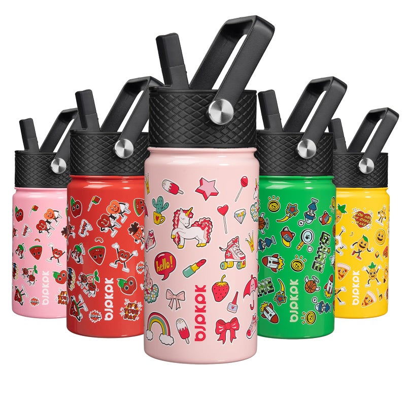 BJPKPK Insulated Water Bottle with Straw Lid 15 oz Stainless Steel Metal Water Bottles Reusable Leak Proof BPA Free Water Bottles Cups Thermo Unicorn - Image 2