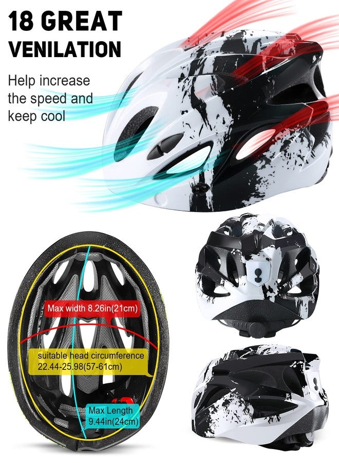 tadpole Bike Helmet with USB Rechargeable LED Light Detachable Goggles and Sun Visor, Mountain & Road Bicycle Helmets for Men Women Adult Cycling Helmets (Black+White) - Image 4
